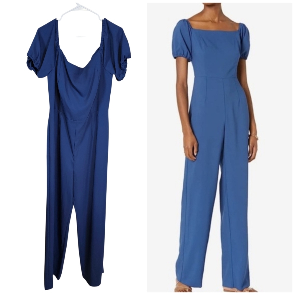 Lilly Pulitzer Puff Sleeve Jumpsuit Jada Oyster Bay Blue
